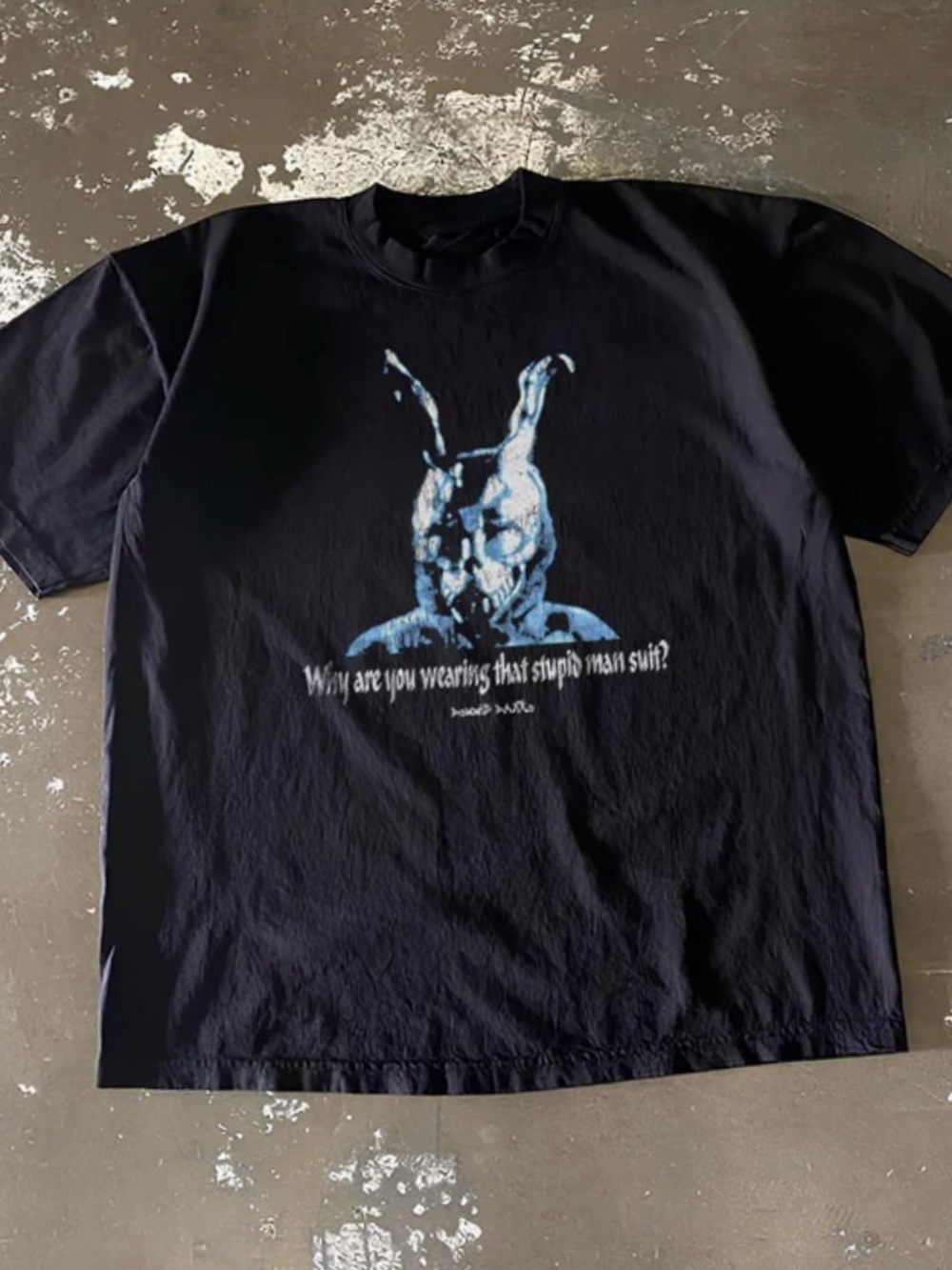 Gildan Black Short-Sleeve Tee with Blue Rabbit Graphic